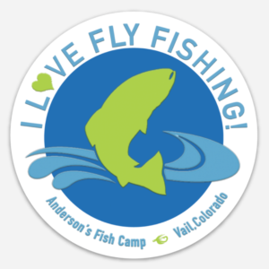 "I Love Fly Fishing" 4" Round Sticker
